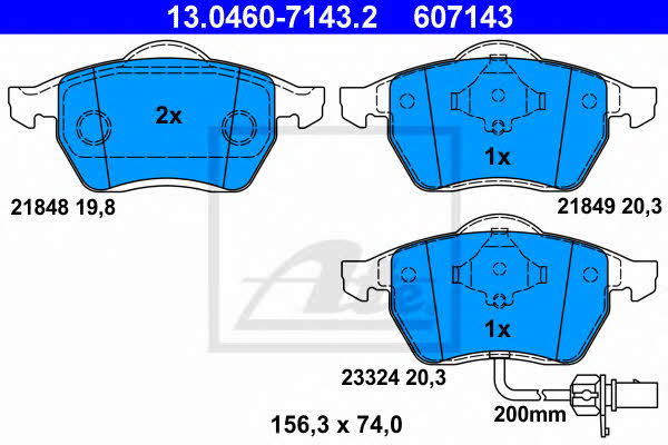 Ate Brake Pad Set, disc brake – price 190 PLN