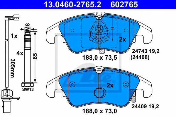 Ate Brake Pad Set, disc brake – price 317 PLN