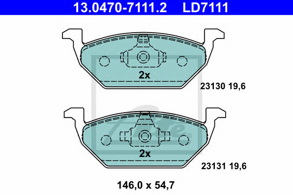 ATE CERAMIC disc brake pads, set Ate 13.0470-7111.2