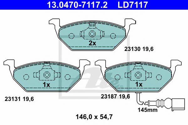 Ate 13.0470-7117.2 ATE CERAMIC disc brake pads, set 13047071172