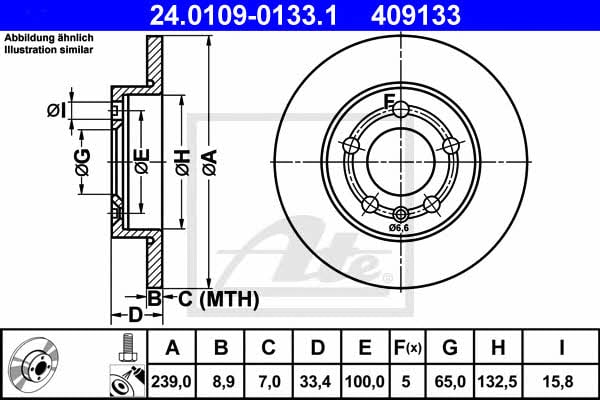 Ate Rear solid brake disc – price 129 PLN