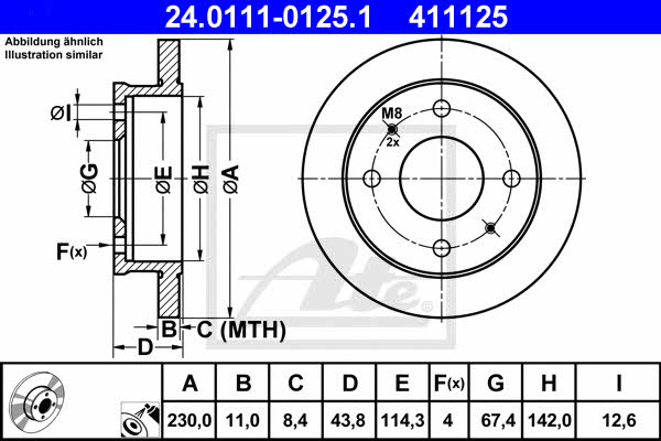 Ate Unventilated front brake disc – price [object Object] PLN