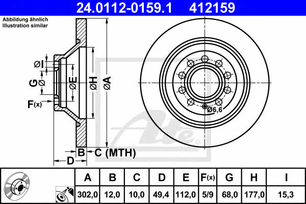Ate Rear solid brake disc – price 283 PLN