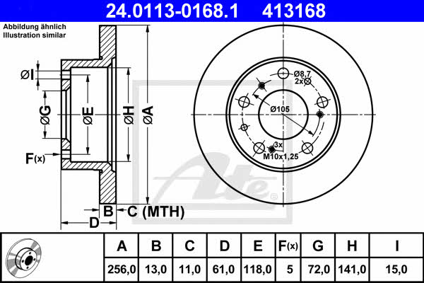 Ate Unventilated front brake disc – price [object Object] PLN