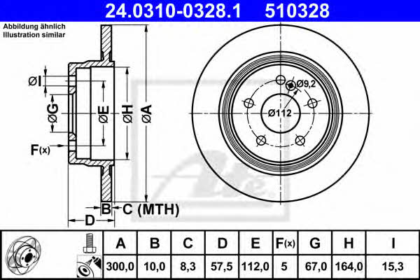Ate 24.0310-0328.1 Rear brake disc, non-ventilated 24031003281