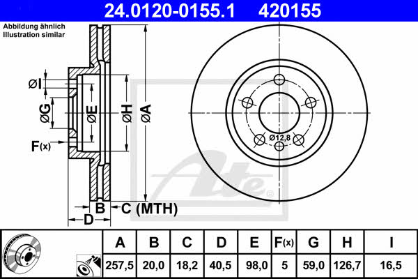 Ate 24.0120-0155.1 Front brake disc ventilated 24012001551