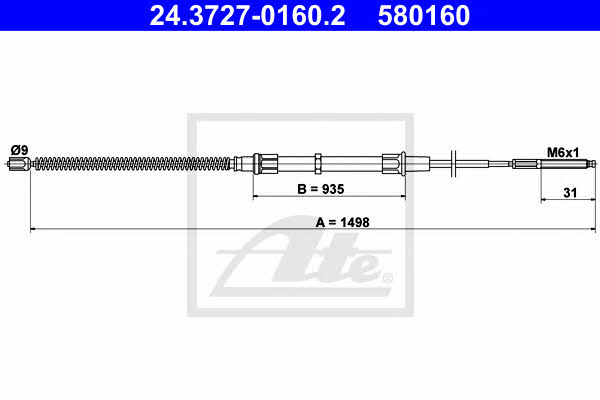 Ate 24.3727-0160.2 Cable Pull, parking brake 24372701602