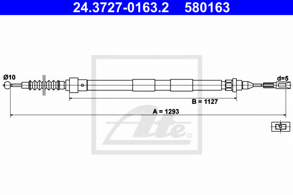Ate 24.3727-0163.2 Cable Pull, parking brake 24372701632