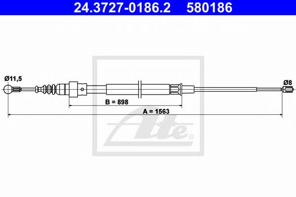 Ate 24.3727-0186.2 Cable Pull, parking brake 24372701862