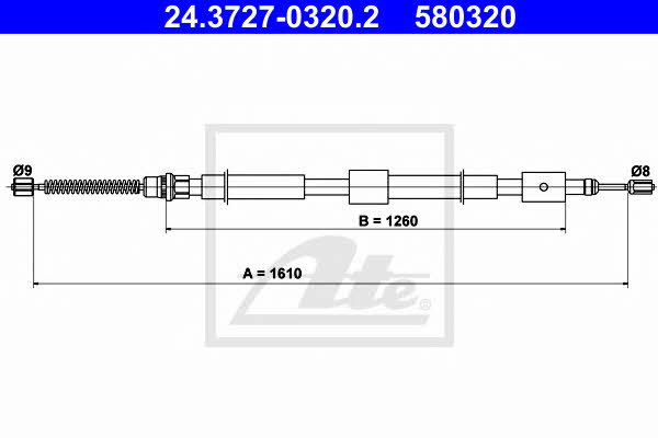 Ate 24.3727-0320.2 Parking brake cable left 24372703202