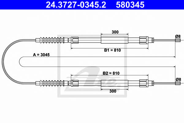 Ate 24.3727-0345.2 Cable Pull, parking brake 24372703452