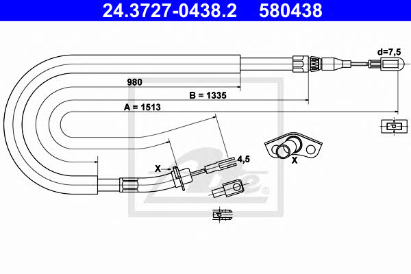 Ate 24.3727-0438.2 Cable Pull, parking brake 24372704382