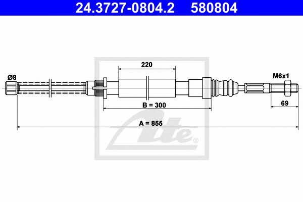 Ate 24.3727-0804.2 Parking brake cable left 24372708042