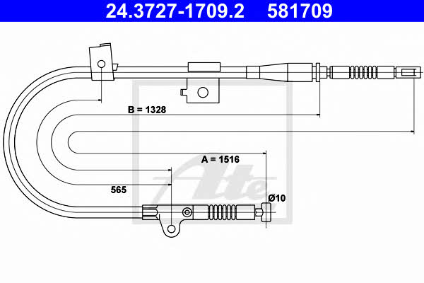 Ate 24.3727-1709.2 Parking brake cable left 24372717092