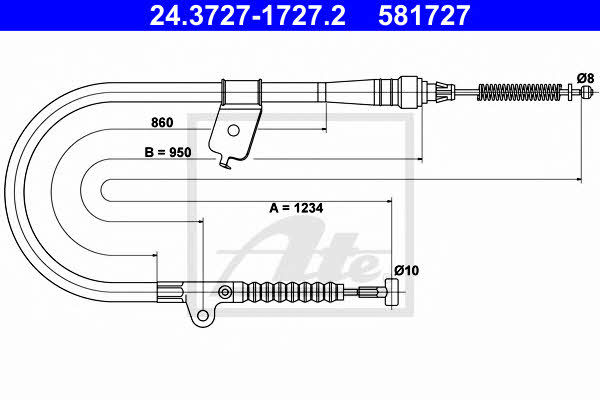 Ate 24.3727-1727.2 Parking brake cable left 24372717272