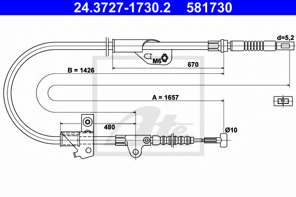 Ate 24.3727-1730.2 Parking brake cable, right 24372717302