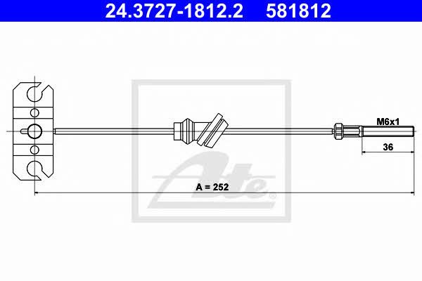 Ate 24.3727-1812.2 Cable Pull, parking brake 24372718122