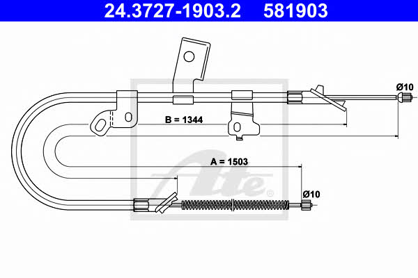 Ate 24.3727-1903.2 Parking brake cable, right 24372719032