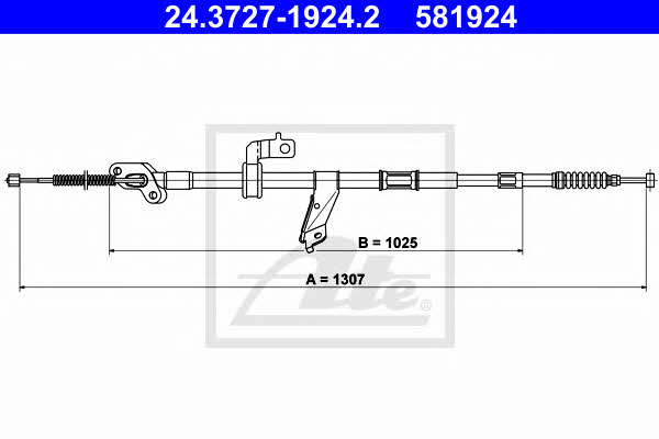 Ate 24.3727-1924.2 Parking brake cable left 24372719242