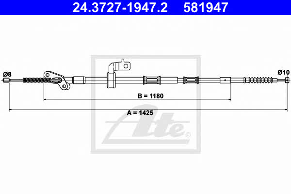 Ate 24.3727-1947.2 Parking brake cable left 24372719472