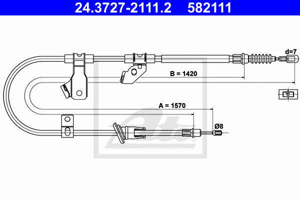 Ate 24.3727-2111.2 Parking brake cable, right 24372721112