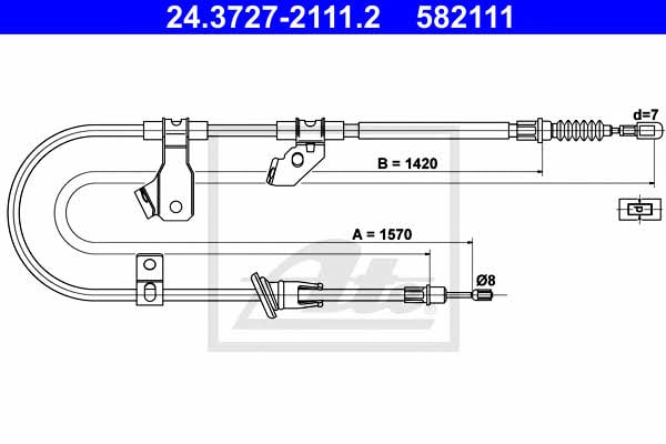 Ate 24.3727-2111.2 Parking brake cable, right 24372721112 24372721112 Ate Parking brake cable, right