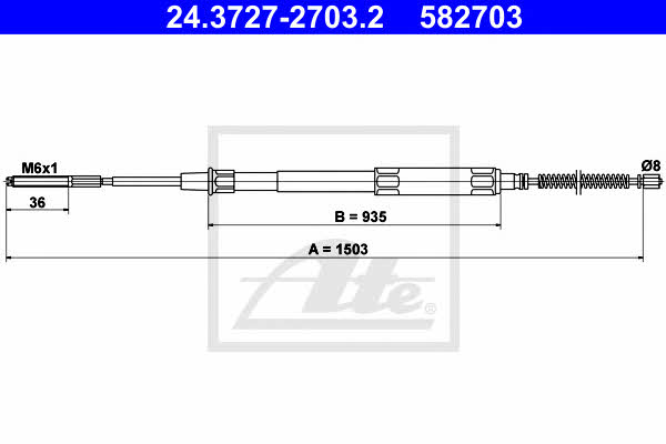 Ate 24.3727-2703.2 Cable Pull, parking brake 24372727032