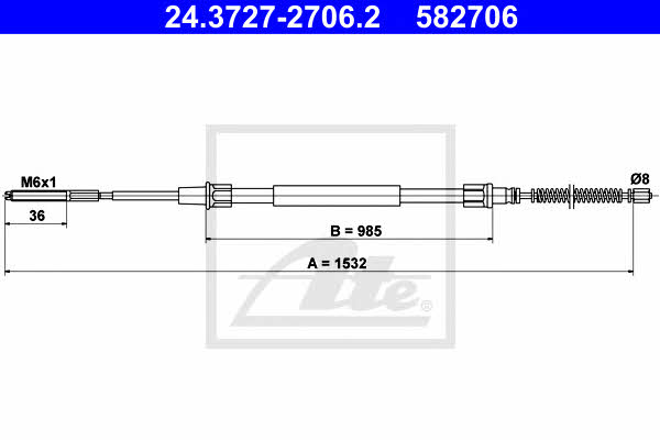Ate 24.3727-2706.2 Cable Pull, parking brake 24372727062