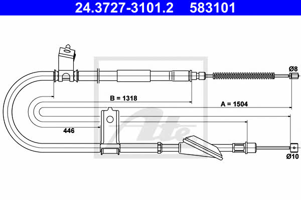 Ate 24.3727-3101.2 Parking brake cable left 24372731012