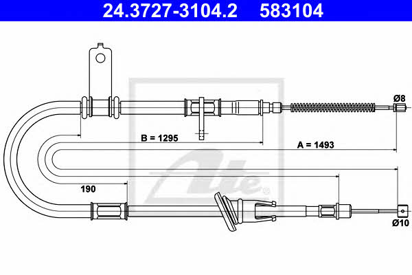 Ate 24.3727-3104.2 Parking brake cable, right 24372731042