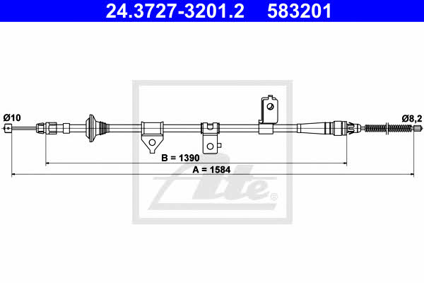 Ate 24.3727-3201.2 Parking brake cable, right 24372732012
