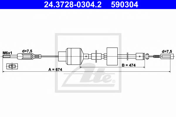 Ate 24.3728-0304.2 Clutch cable 24372803042