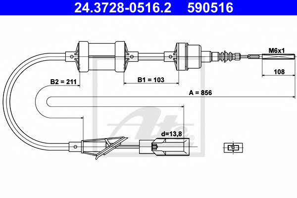 Ate 24.3728-0516.2 Clutch cable 24372805162