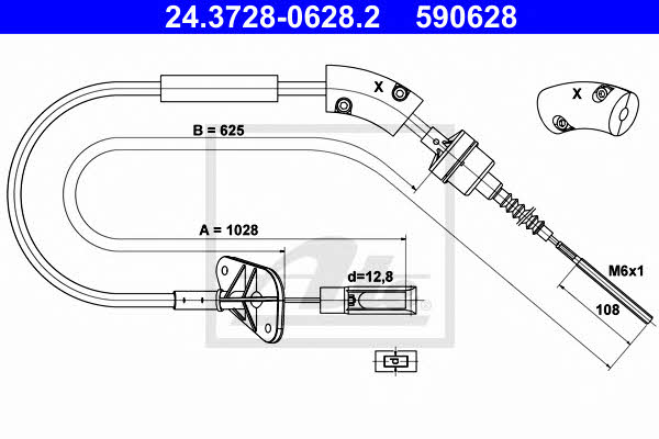 Ate 24.3728-0628.2 Clutch cable 24372806282