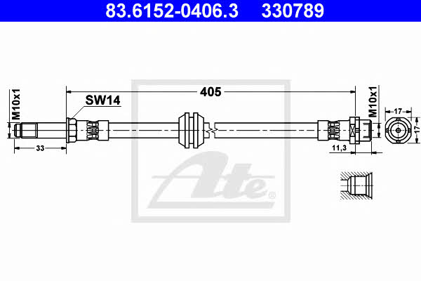 Ate 83.6152-0406.3 Brake Hose 83615204063