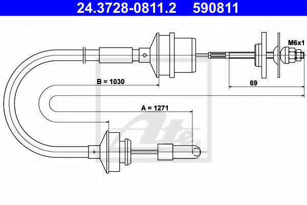 Ate 24.3728-0811.2 Clutch cable 24372808112