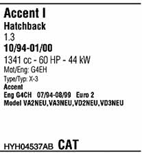  HYH04537AB Exhaust system HYH04537AB