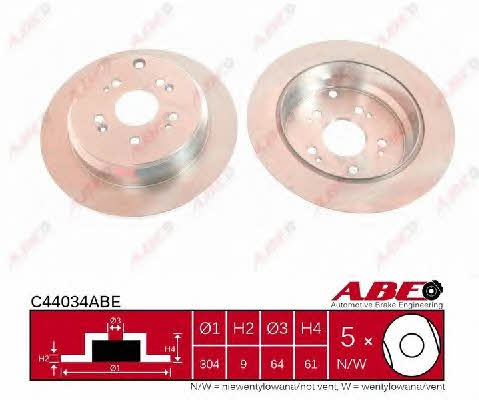 Rear brake disc, non-ventilated ABE C44034ABE