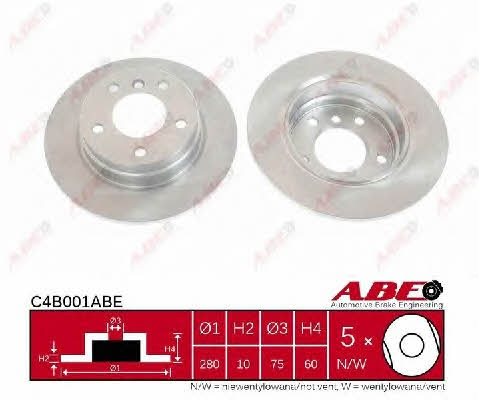 ABE C4B001ABE Rear brake disc, non-ventilated C4B001ABE