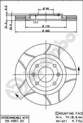 Front vented brake disc Brembo 09.4987.76