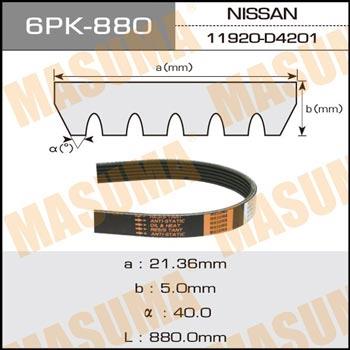 Masuma 6PK-880 V-ribbed belt 6PK880 6PK880