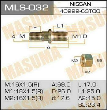 Masuma MLS-032 Wheel Stud MLS032