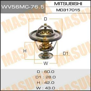 Masuma WV56MC-76.5 Thermostat, coolant WV56MC765
