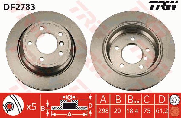 Rear vented brake disc TRW DF2783