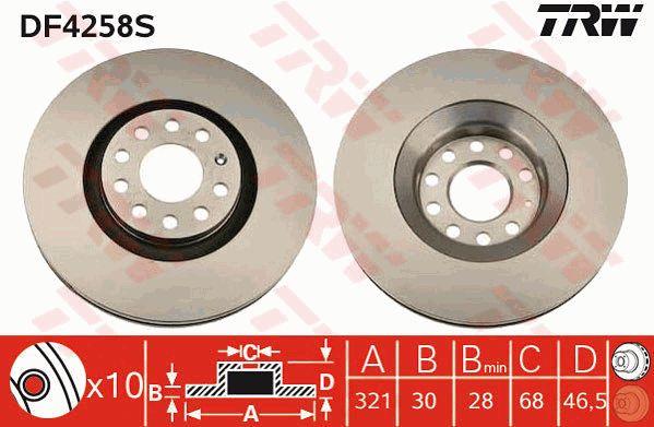 Front vented brake disc TRW DF4258S