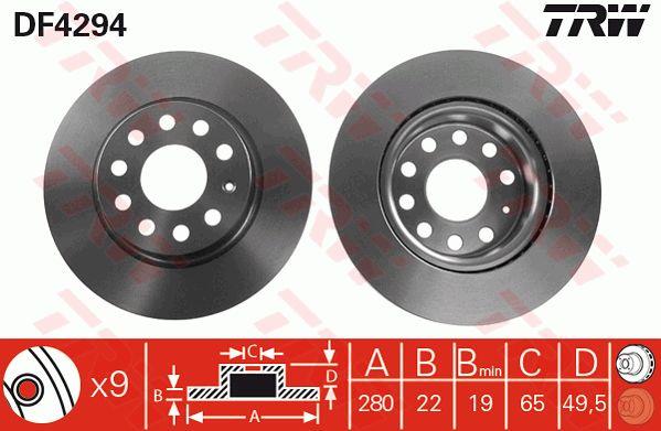 Front vented brake disc TRW DF4294