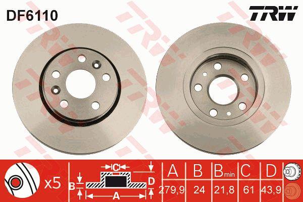 Front vented brake disc TRW DF6110