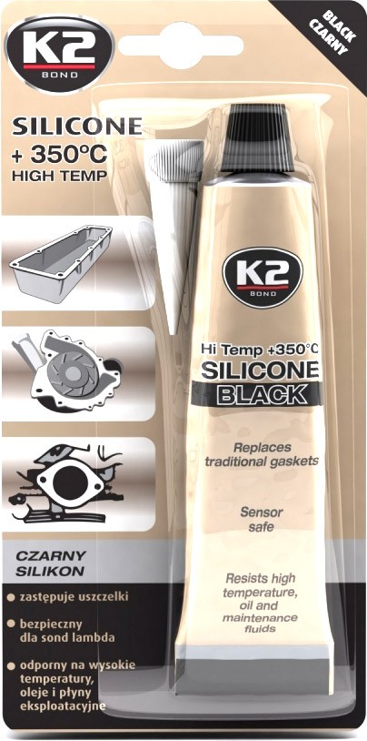 K2 B210 Silicone sealant, black, +350°C, 85 g B210