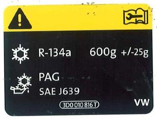 VAG 3D0 010 816 T AC Label 3D0010816T