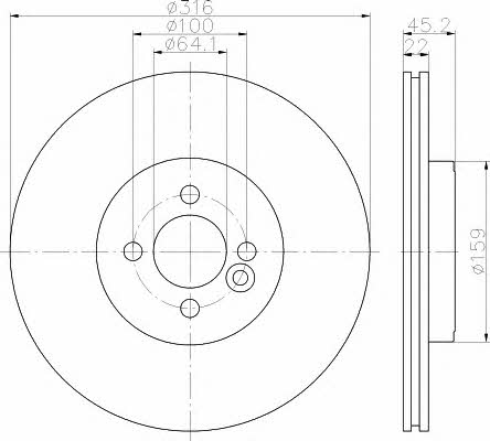 Hella-Pagid 8DD 355 119-441 Front brake disc ventilated 8DD355119441